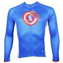 Superhero Captain America Long Sleeve Cycling Jersey