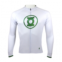 Superhero Green Lantern Cycling Jerseys Long Sleeve White Bike Jersey