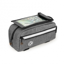Oxford Cloth Dark Gray Bike Phone Bag Durable 6.4 L Cycle Frame Bag