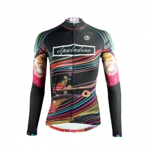 Ultraviolet Resistant Black Cycling Outfits Long Sleeve Women Winter Lining Fleece Biking Jersey