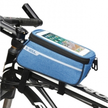 Canvas Polyester Black Mountain Bike Pouch Blue Touch Screen 1.7 L Cycling Phone Pouch