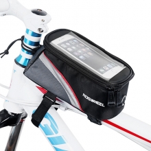PVC Mesh Terylene Red Bike Phone Bag Blue Touch Screen 1.3 L Mountain Bike Frame Bag