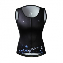 Breathable Women Sleeveless Cycling Tops Black Floral Botanical Cycling Kit Sale