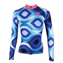 Women Winter Lining Fleece Thermal Custom Bike Jerseys Polyester Blue Best Cycling Jerseys
