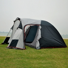 Wearable Poled Black Double Layer Tent Army Green Windproof 3 Man Family Tent
