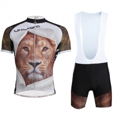 Stretchy Black Lion Road Cycling Kit Unisex Short Sleeve Bib Shorts