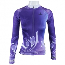 UV Resistant Winter Women Best Cycling Jerseys Purple Floral Botanical Cycling Jersey Sale