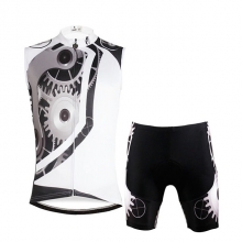 Sleeveless Men Gear Cycling Suit Micro Elastic White Pro Team Cycling Kits with Shorts