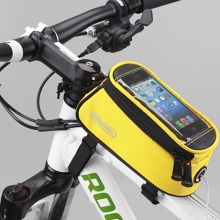 1.2 L Yellow Phone Holder Handlebar Bags Touch Screen Oxford Nylon Terylene Black Bike Phone Bag