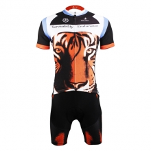 Unisex Cycling Jersey High Elasticity Black Yellow Tiger Back Tiger Pro Cycling Kit with Shorts