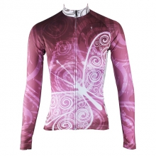 Women Winter Lining Fleece Thermal Cycling Outfits Moisture Wicking Violet Butterfly Biking Shirt