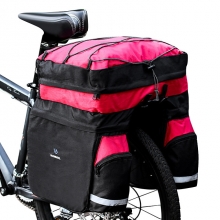 Large Capacity 600D Ripstop Black Bike Panniers Red Reflective 60 L Bike Racks And Bags