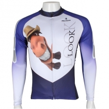 Men Winter Custom Cycling Clothing YKK zipper White+Sky Blue Animal Cartoon Cycling Jersey