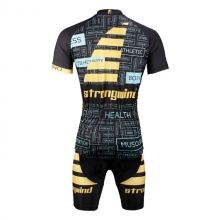 UV Resistant Black Yellow Back Patterned Road Cycling Kit Short Sleeve Men Cycling Wear with Shorts