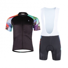 Short Sleeve Unisex Bib Shorts Polyester Black Cycling Jersey Kits
