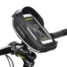 Reflective Waterproof Handlebar Bag Touch Screen Carbon Fiber TPU Terylene Black Bike Phone Bag