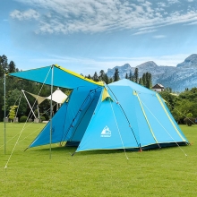 Wearable Poled Blue 2 Room Tent Green Windproof 5 Man Family Tent