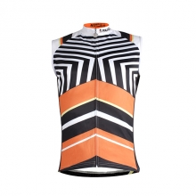 Breathable Black Orange Stripes Cycling Vest Sleeveless Men Tank