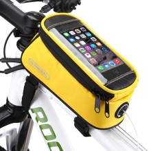 PVC Mesh Terylene Black Bike Frame Bag Yellow Waterproof 1.2/1.5 L Cycling Phone Pouch