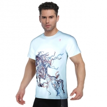 Micro Elastic Men Running T Shirt Ice Silk Fitness Sports Tee T shirt White Cycling T-shirt