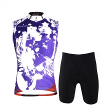 High Elasticity Violet Skull Pro Cycling Kit Sleeveless Men Cycling Clothes with Shorts