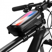 1 L Black-Red Hardshell Bicycle Phone Bag Touch Screen PU EVA TPU Sponge Black Bike Frame Bag