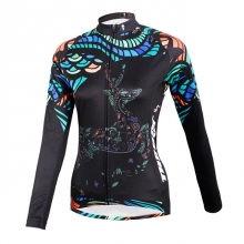 Quick Dry Black Deer Cycling Clothes Long Sleeve Women Winter Fleece Mountain Bike Jersey