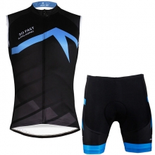 Polyester Black Blue Road Cycling Kit Men Sleeveless Cycling Outfits with Shorts
