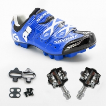Breathable Mountain Bike MTB Clipless Shoes with Cleats & Pedals Men Blue Bike Shoes