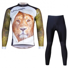 Elastane Black Lion Custom Cycling Kit Men Long Sleeve Cycling Suit with Tights