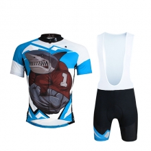Elastane Men Cycling Tops Black Shark Road Cycling Kit with Bib Shorts