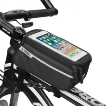 Blue Touch Screen Road Bike Frame Bag Polyster TPU Black Bike Phone Bag