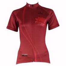 YKK zipper Red Floral Botanical Mtb Jersey Women Short Sleeve Cycling Jersey