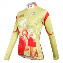 Micro Elastic Light Yellow Stripes Biking Jersey Long Sleeve Women Winter Cycling Jersey