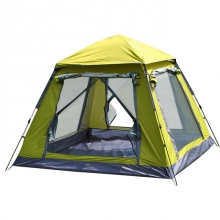 Four Man Yellow Waterproof Screen House UV Protection Automatic Blue Screen Tent