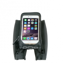 1.5 L Touch Screen Bicycle Phone Bag 600D Polyester PVC Leather Black Mountain Biking Bag