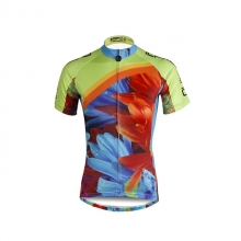 Short Sleeve Women Biking Shirt Elastane Floral Botanical Cycling Jersey