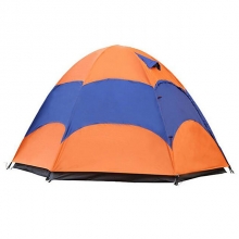 Four person Ultraviolet-Resistant Camping Tent Breathability Poled Blue+Yellow Double Layer Tent