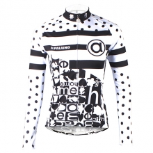 Breathable Black White Polka Dot Cycling Jersey Long Sleeve Women Winter Road Cycling Clothing