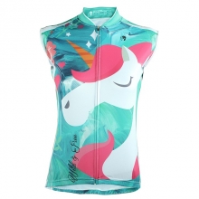 Women Cycling Jersey Breathable Mineral Green Cartoon Back Cheap Cycling Clothing