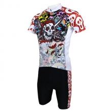 Micro Elastic Red Pirate Pro Cycling Kit Short Sleeve Men Cycling Jersey with Shorts