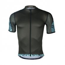 Short Sleeve Men Bike Shirts UV Resistant Black Patchwork Cycling Jersey