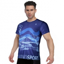 Men Quick Dry Running T Shirt Ice Silk Fitness Sports Tee T shirt Dark Blue Cycling T-shirt