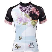 Ultraviolet Resistant Blue Floral Botanical Cycling Clothing Sale Women Short Sleeve Cycling Jersey