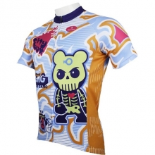 YKK zipper Men Short Sleeve Bike Shirts Cartoon Bear Cycling Jersey