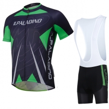 Short Sleeve Men Cycling Outfits Moisture Wicking Green Black Back Cycling Jersey Kits