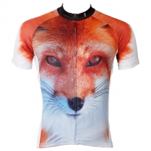 Elastane Orange Fox Back Cycling Jersey Men Short Sleeve Road Cycling Clothing