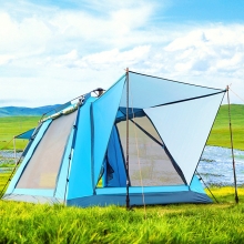 Windproof Automatic Blue Screen Tent Gray+White Breathability 4 person Screen House