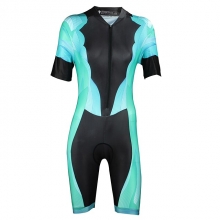 Ultraviolet Resistant Women Short Sleeve Cycling Outfits Black Triathlon Tri Pro Team Cycling Kits