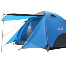 Dust Proof Blue Waterproof Canvas Tent Orange Foldable 4 Man Camping Tent